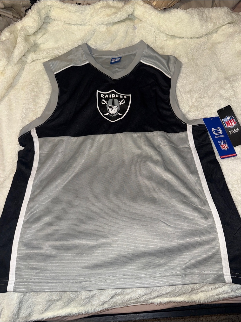 NFL Raiders Sleeveless Jersey Tank Top - Gray/Black